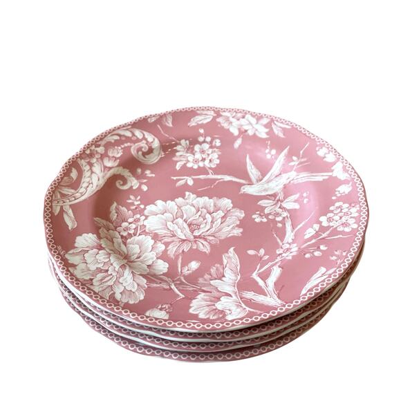 222 Fifth Adelaide Blush Porcelain Salad Plates 8.5in Floral Set of 4 New - Picture 13 of 16